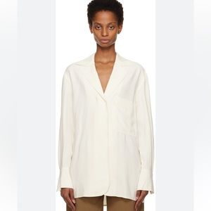 SSENSE Low Classic White Open Collar Shirt size large
